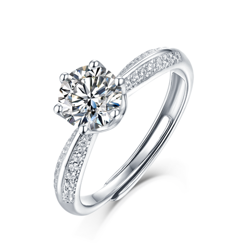 Banbi ring 1ct sterling silver rhodium plated synthetic moissanite