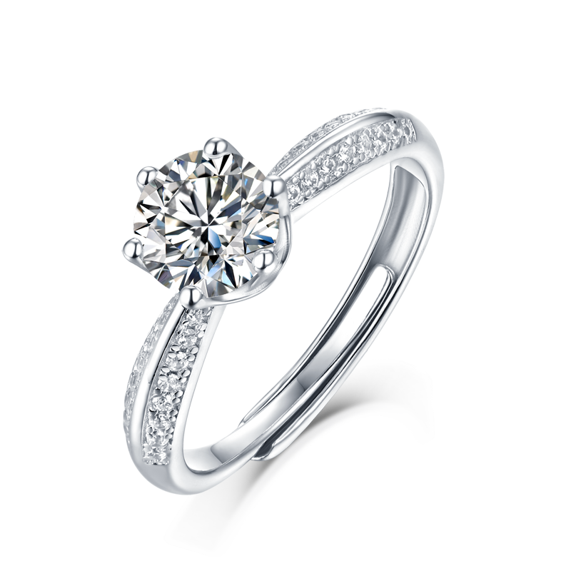 Banbi ring 0.5ct sterling silver rhodium plated synthetic moissanite