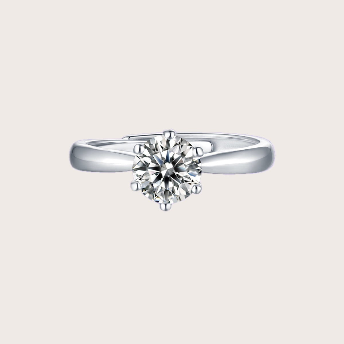 QIGE Classic 6-prong solitaire moissanite ring in 925 sterling silver