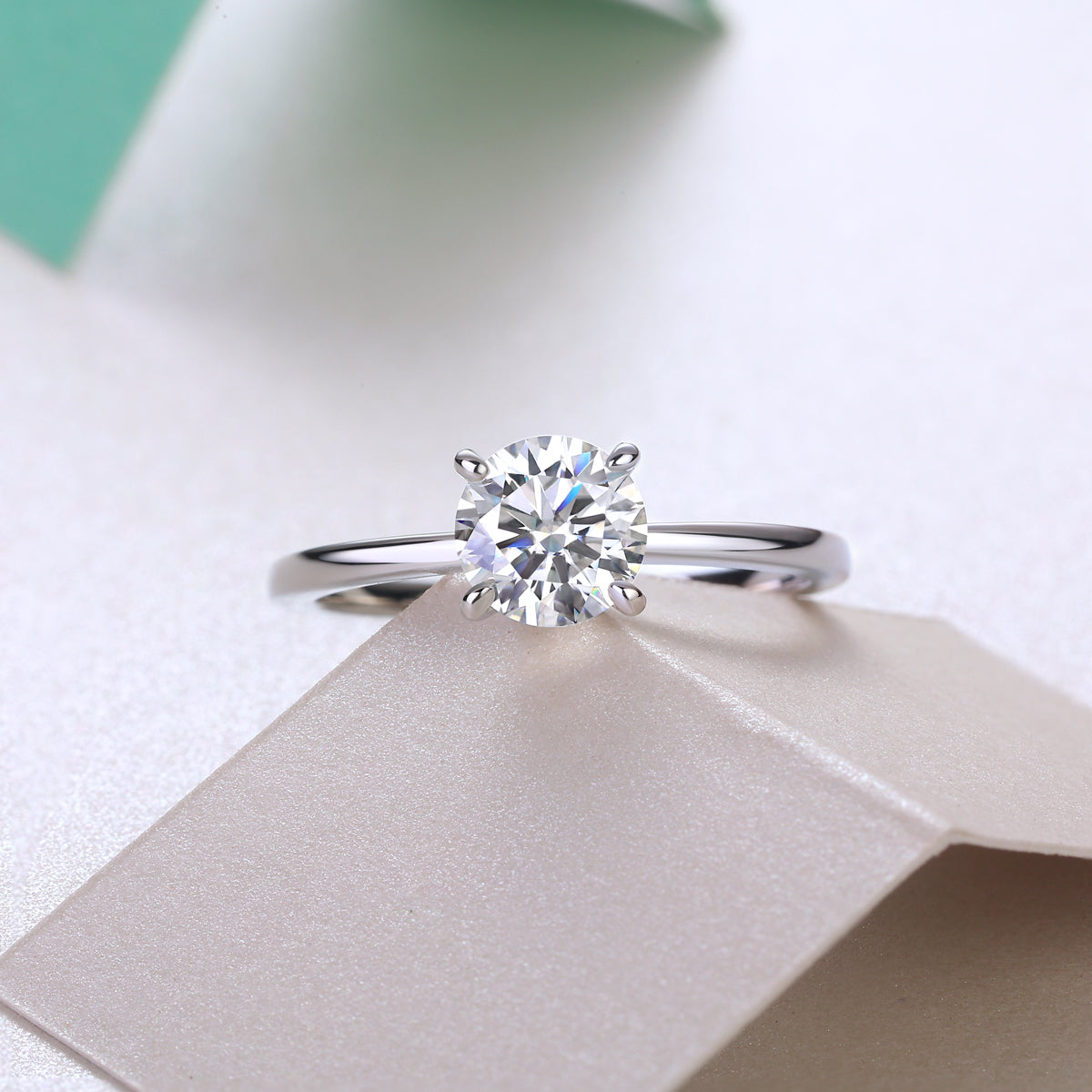 Vow ring 1ct sterling silver rhodium plated synthetic moissanite