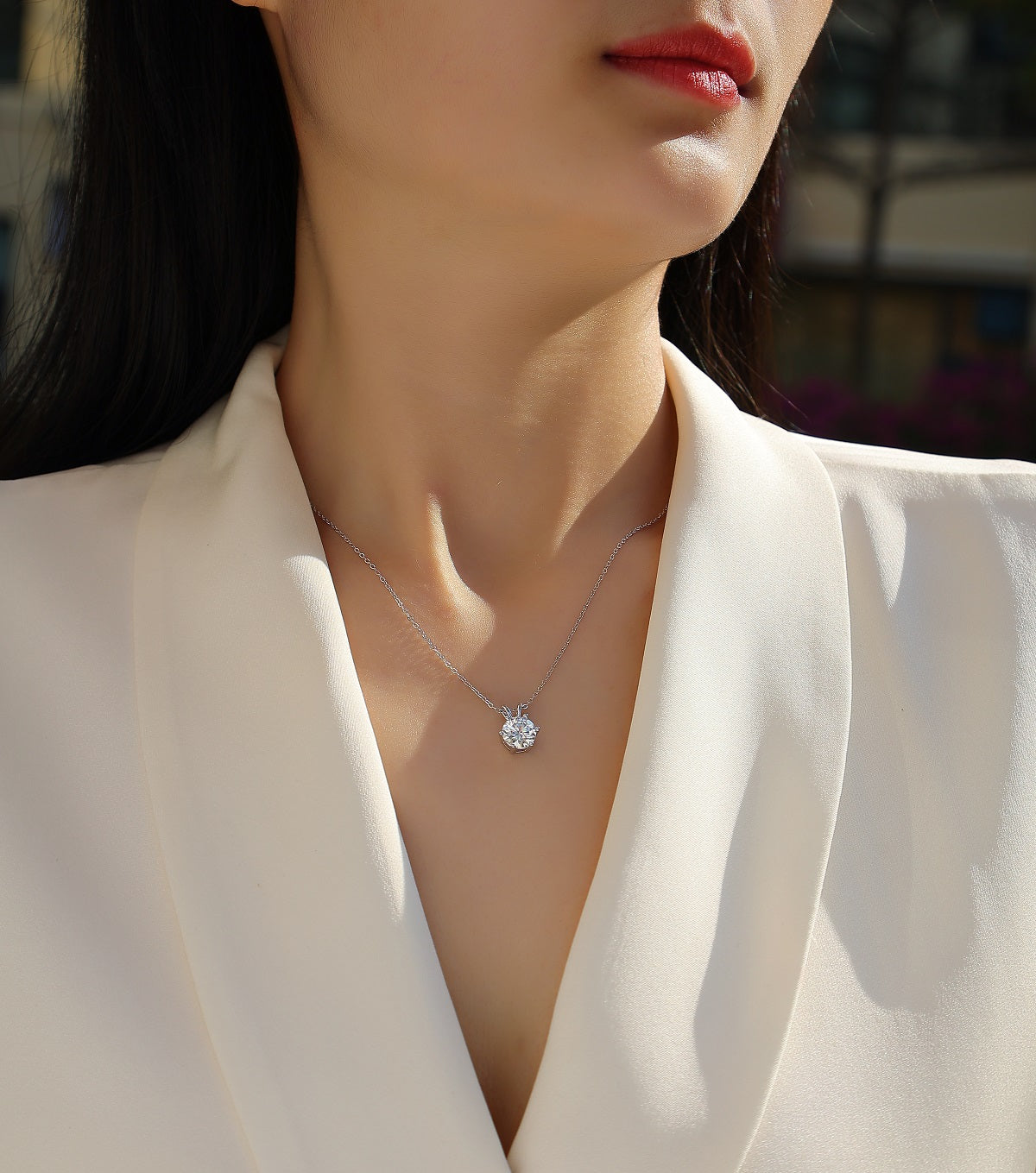 Romantic Token pendant necklace 2ct sterling silver rhodium plated synthetic moissanite