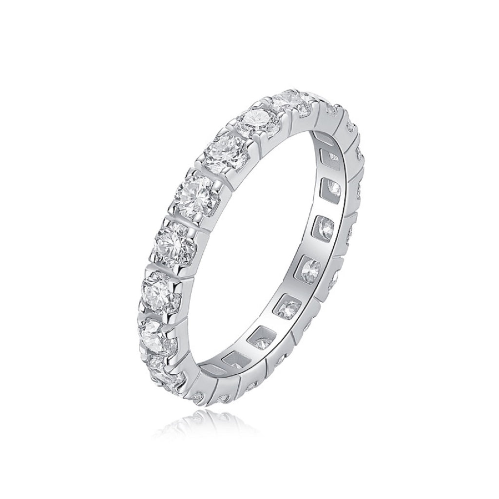 Utopia ring sterling silver rhodium plated synthetic moissanite