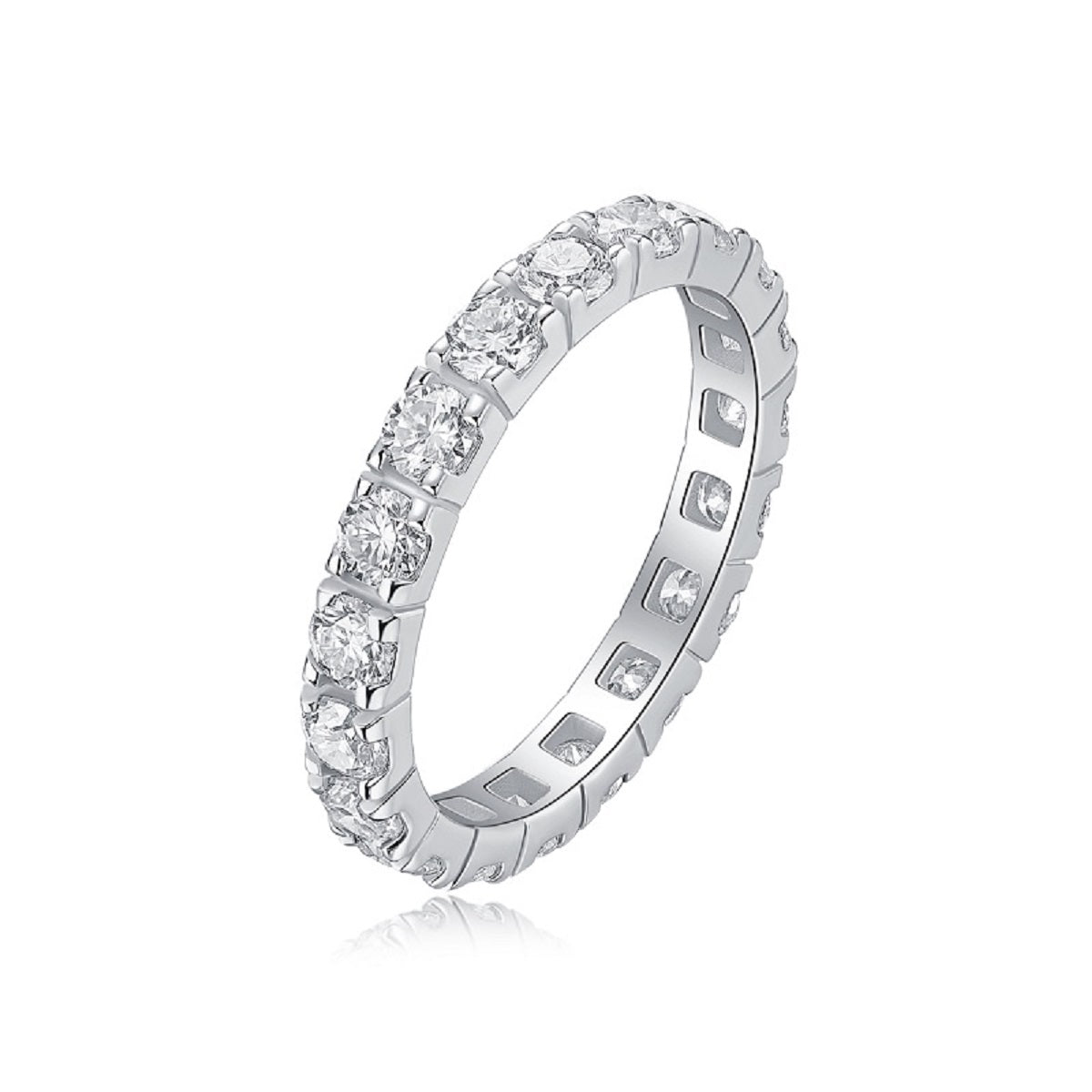 Utopia ring sterling silver rhodium plated synthetic moissanite