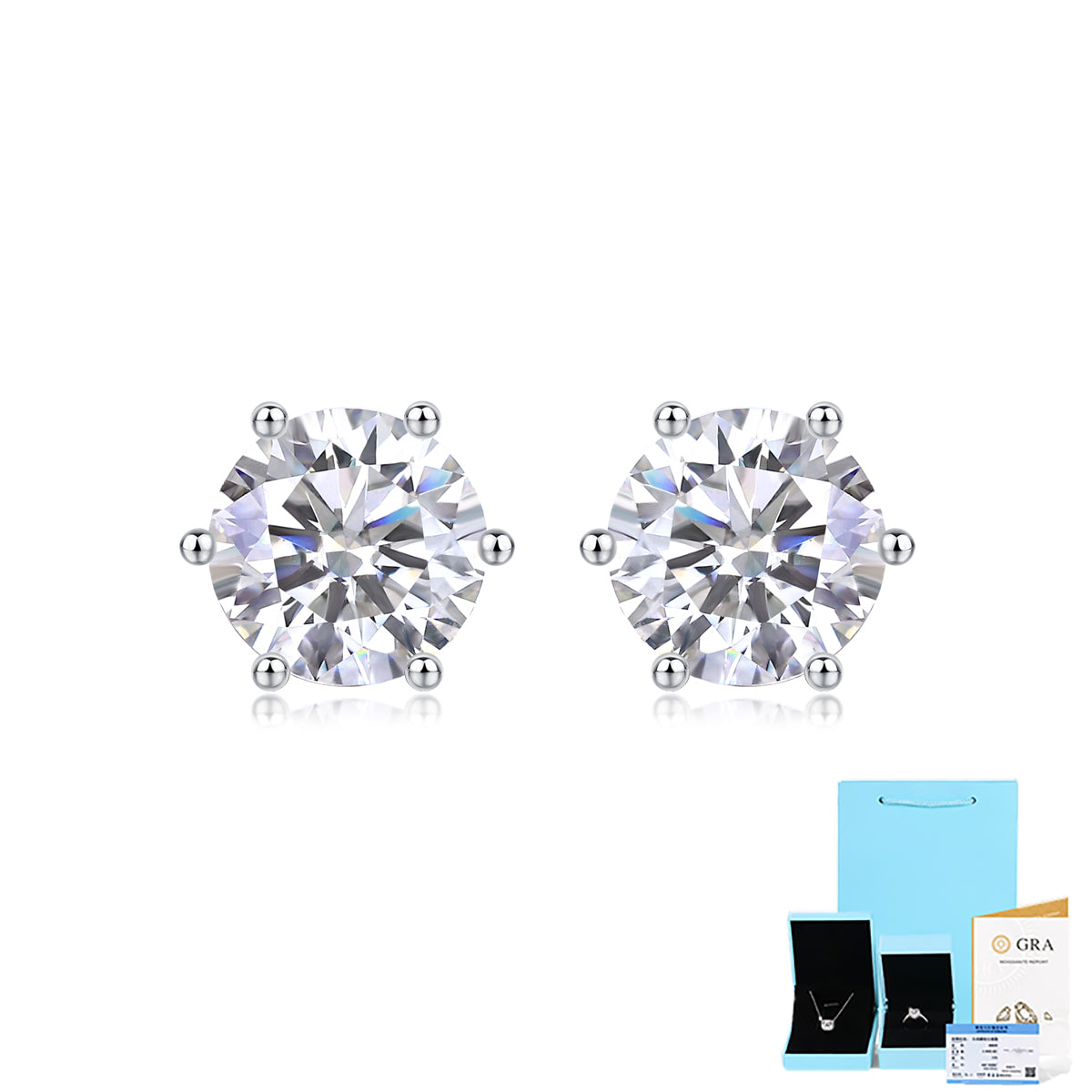 serene stud earrings 1ct sterling silver rhodium plated synthetic moissanite