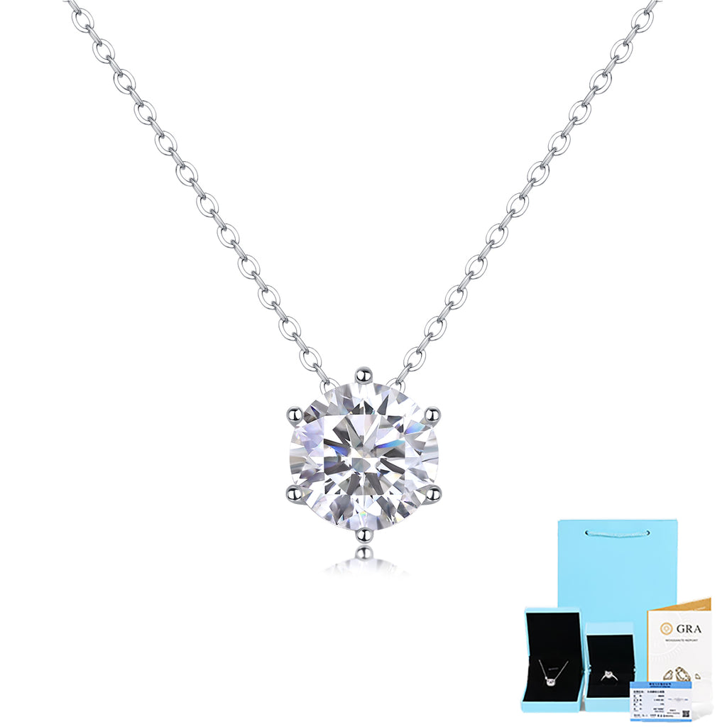 afternoon solitaire pendant necklace sterling silver rhodium plated synthetic moissanite