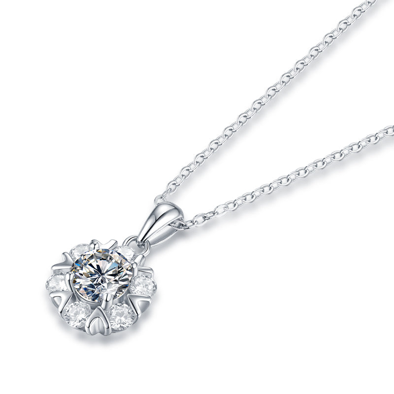 Romantic Snowflake Pendant Necklace 1ct in 925 sterling silver